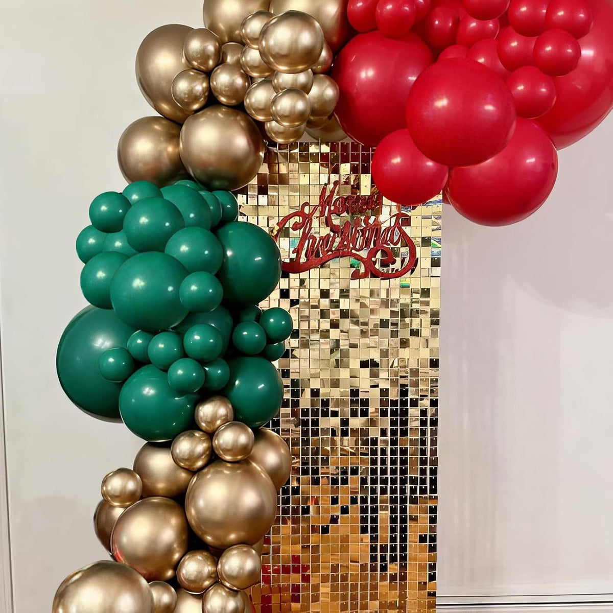 Red Green Gold Balloons, Vintage Dark Green Pearl White Confetti Balloons for Birthday, Baby