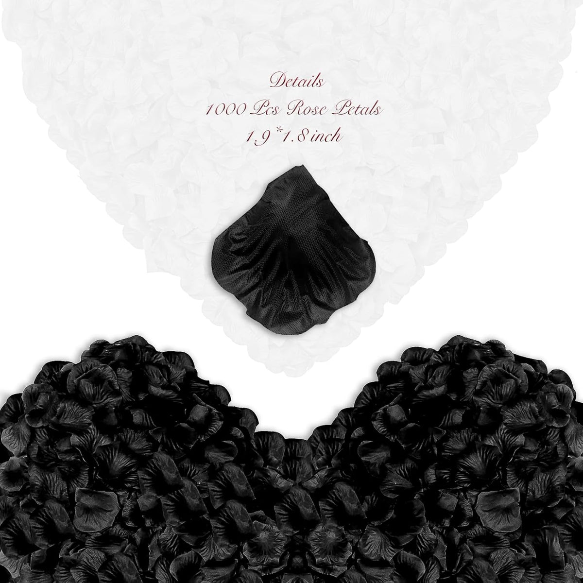 2000 Pcs Black Rose Petals Artificial Flower Petals Silk Black Rose Petals for Romantic