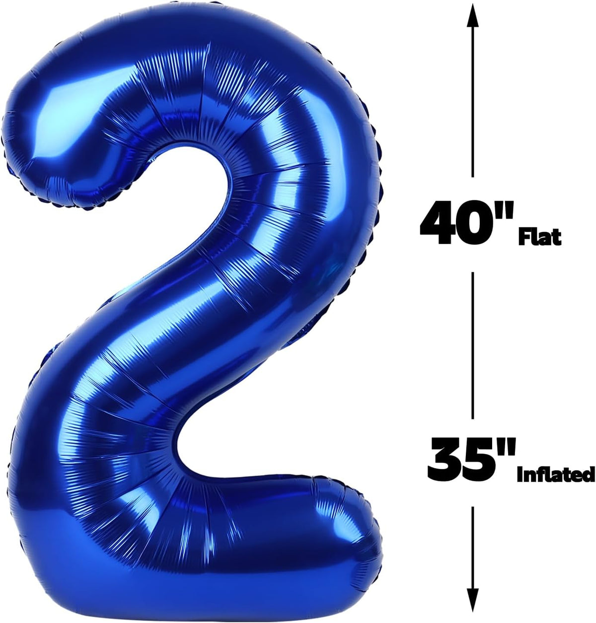 Big 40 Inch Night Blue 2 Number Balloon Birthday Decoration, Night Blue Number 2 Helium Balloons 12