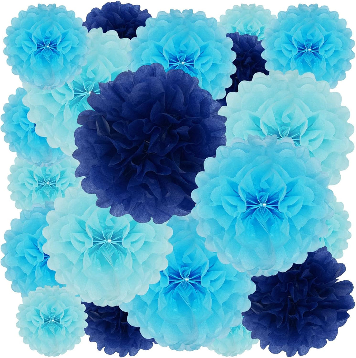 Tissue Paper Pom Poms, Blue Tissue Paper Flowers, Hanging Flower Balls for Weddings Fiesta Parties