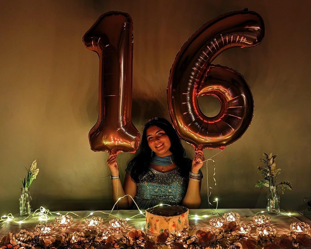 40 Inch Dark Brown Mylar Foil Number 6 Birthday Balloon, Digital Balloons for 6 16 Boy Girl Party