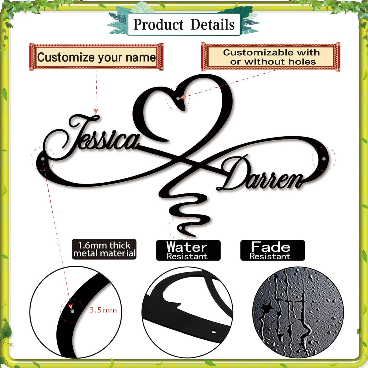 Personalized Infinity Symbol, Metal Love Sign, Love Sign Infinity Heart Sign Metal Wall Decor