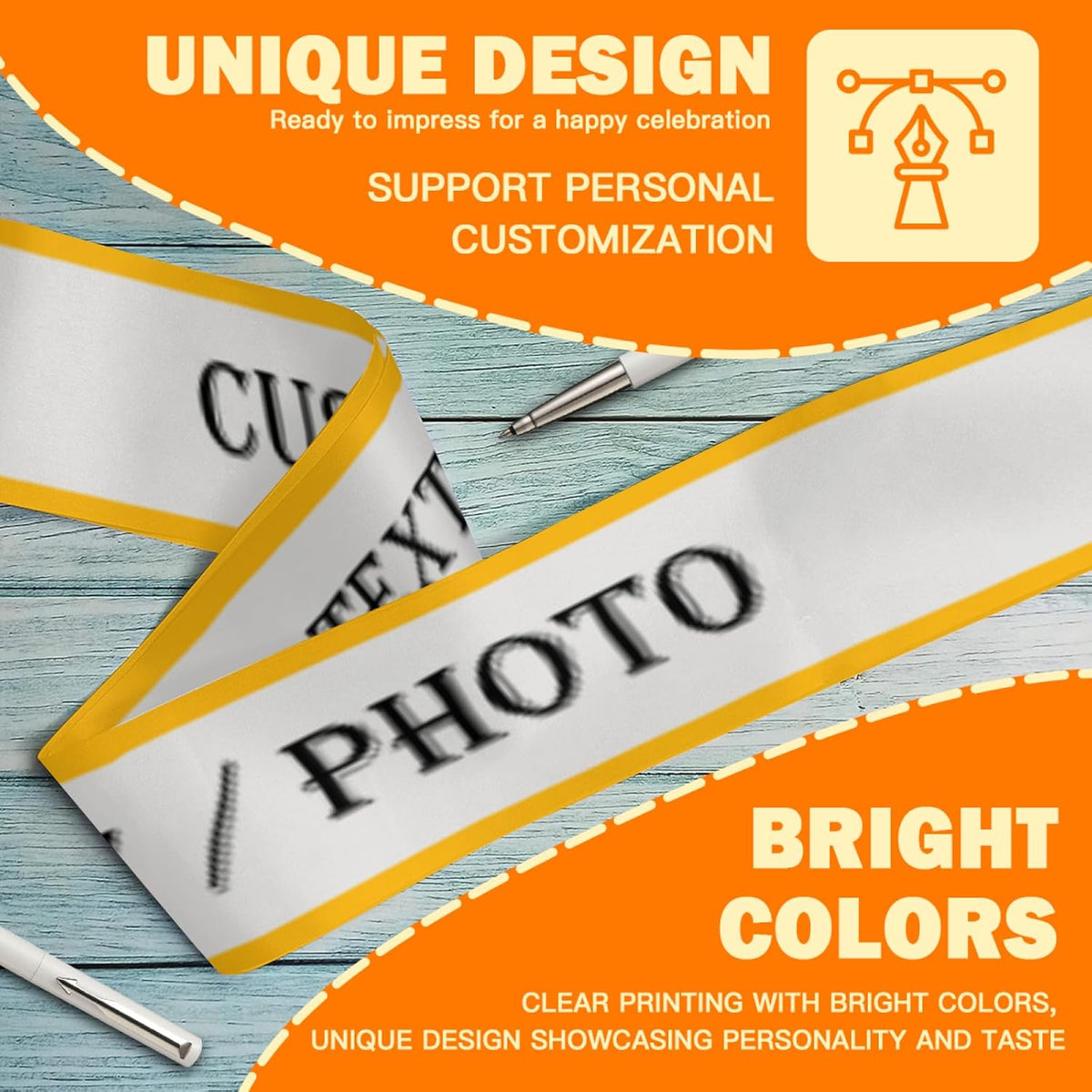 Custom Sash,Personalized Birthday Sash with Text Photo,Customized Bachelorette Sash Quote Sash