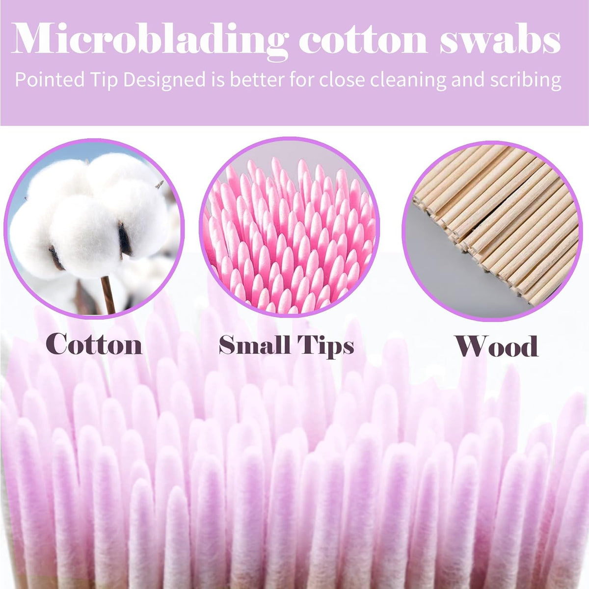 1000PCS Pointed Cotton Swabs - Precision Tip Cotton Swabs - 4 Inch Microblading Cotton Swabs