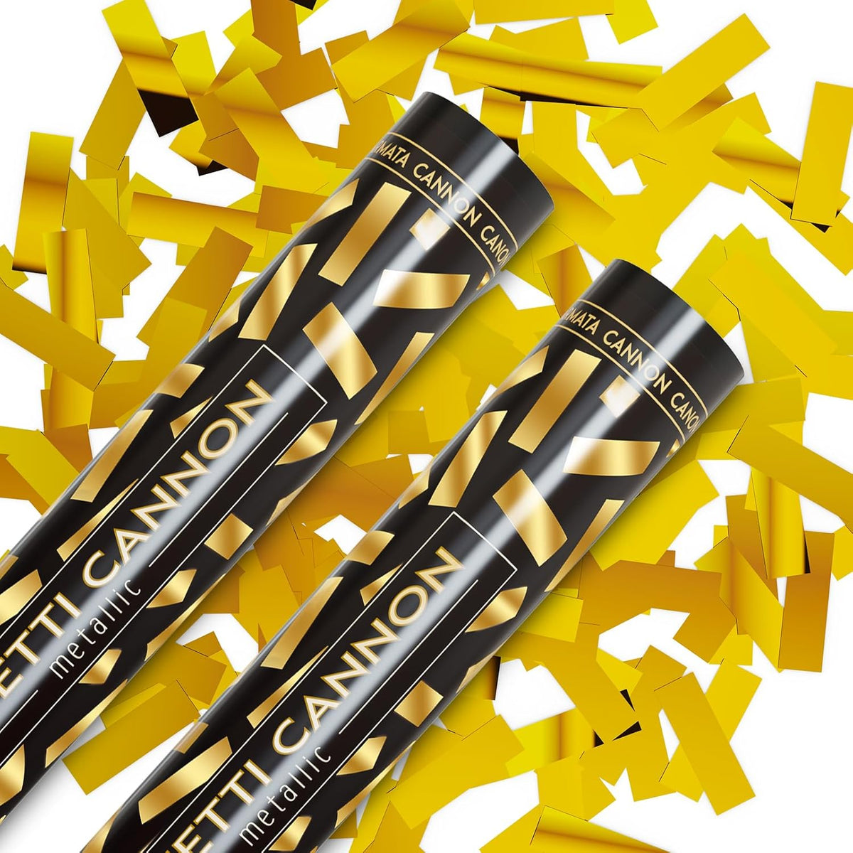 Yellow Confetti Poppers, 15 Inch Gold Party Poppers for Birthday, Wedding, Halloween Celebrations