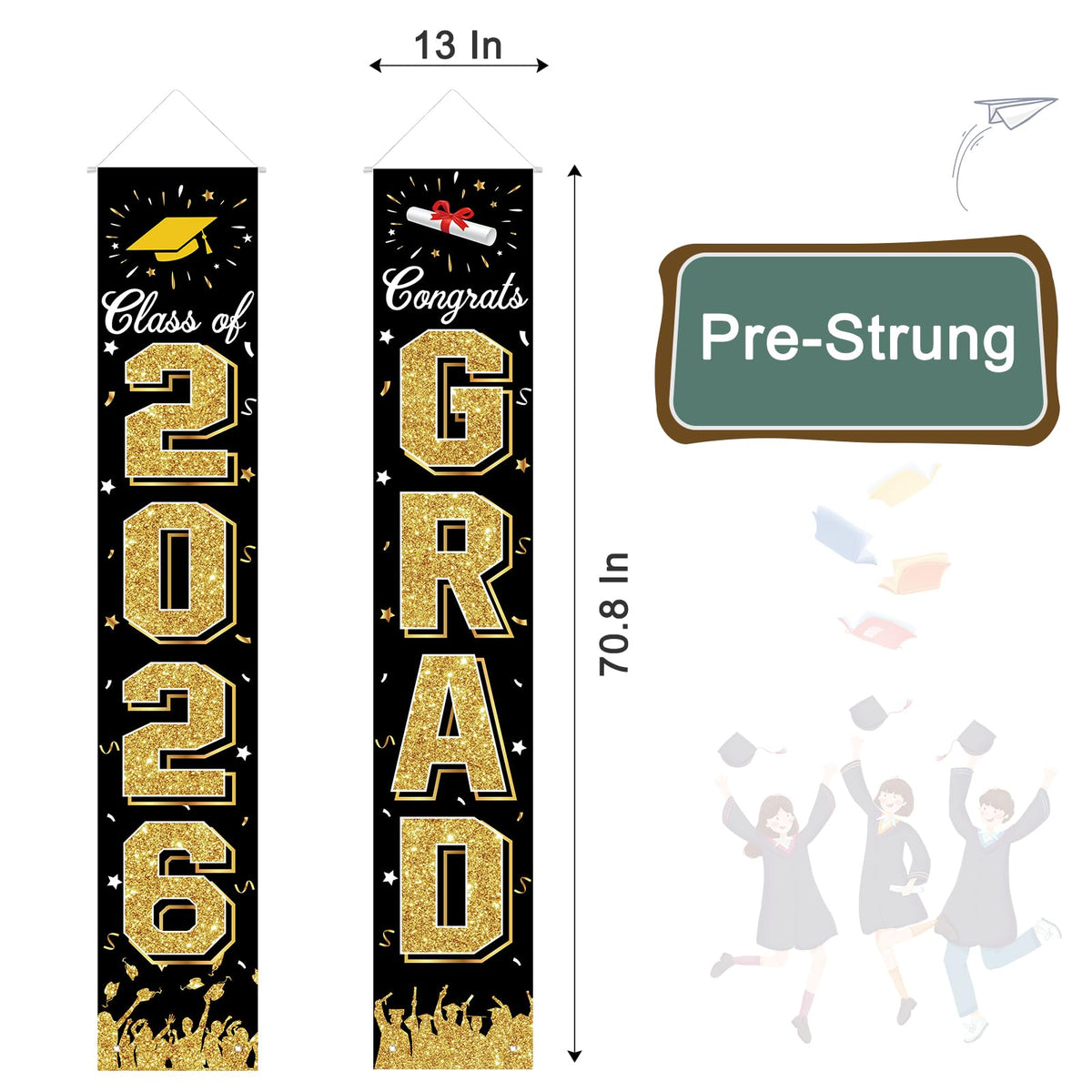 2026 Graduation Decorations, Graduation Banner Class of 2026, Hanging Congratulations/Congrats Grad