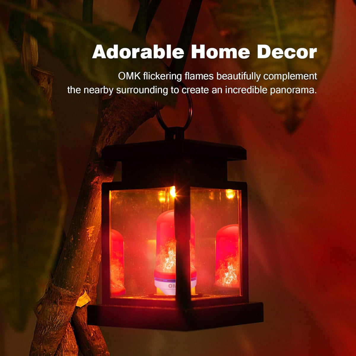 OMK - Christmas Decor LED Flame Effect Light Bulbs - Upgraded 4 Modes Fire Simulated Lamps