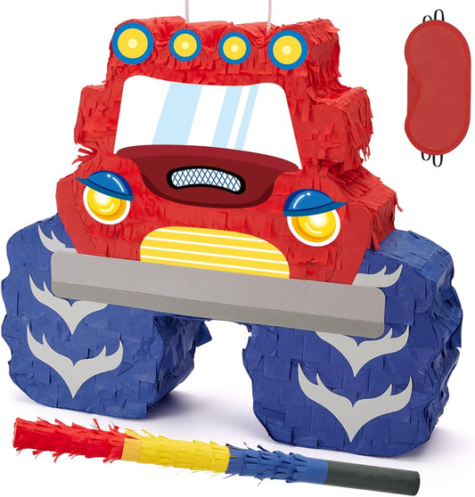 WERNNSAI Truck Piñata - Monster Truck Piñata Bundle with Blindfold and Bat for Boys Kids Piñata