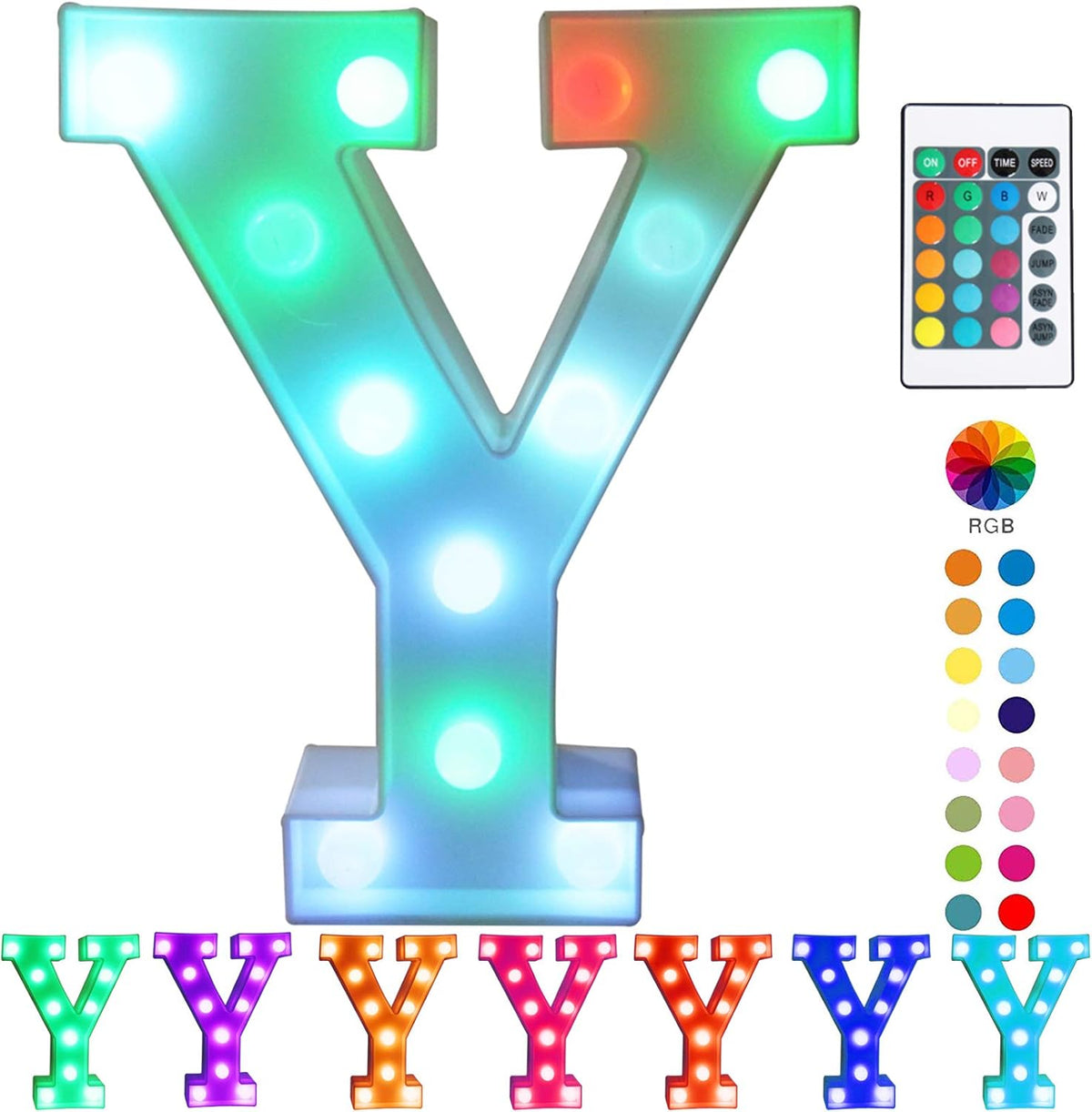 Pooqla Colorful Marquee Letters LED Light Up Letters with Remote, Party Birthday Letter with Lights