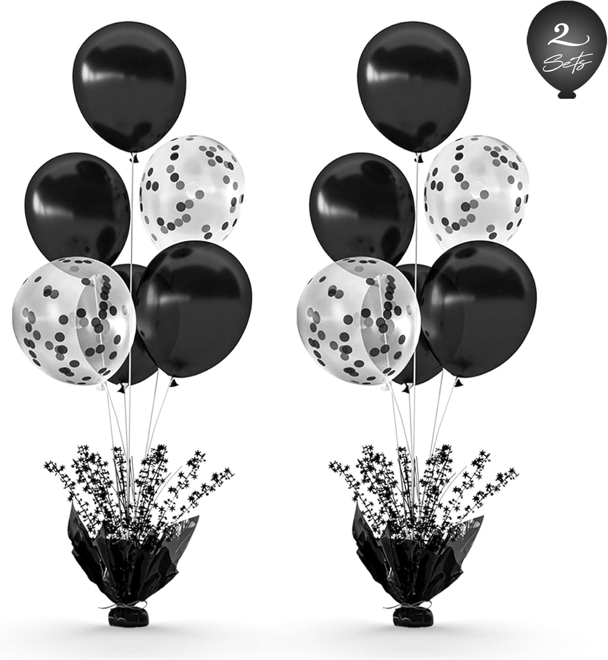 2 Set Black Balloon Table Centerpieces for Birthday Parties, Balloon Stand Kit with Black Balloons
