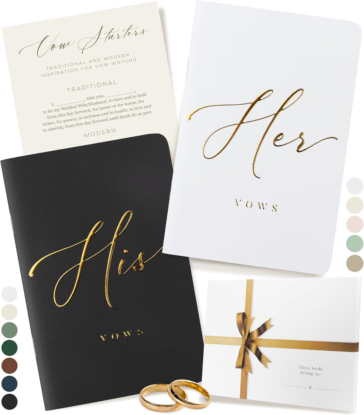 ARTESORI Premium Wedding Vow Book for Her & Him, Soft Touch, Gold Foil, 28 Lined Pages, Wedding Vow