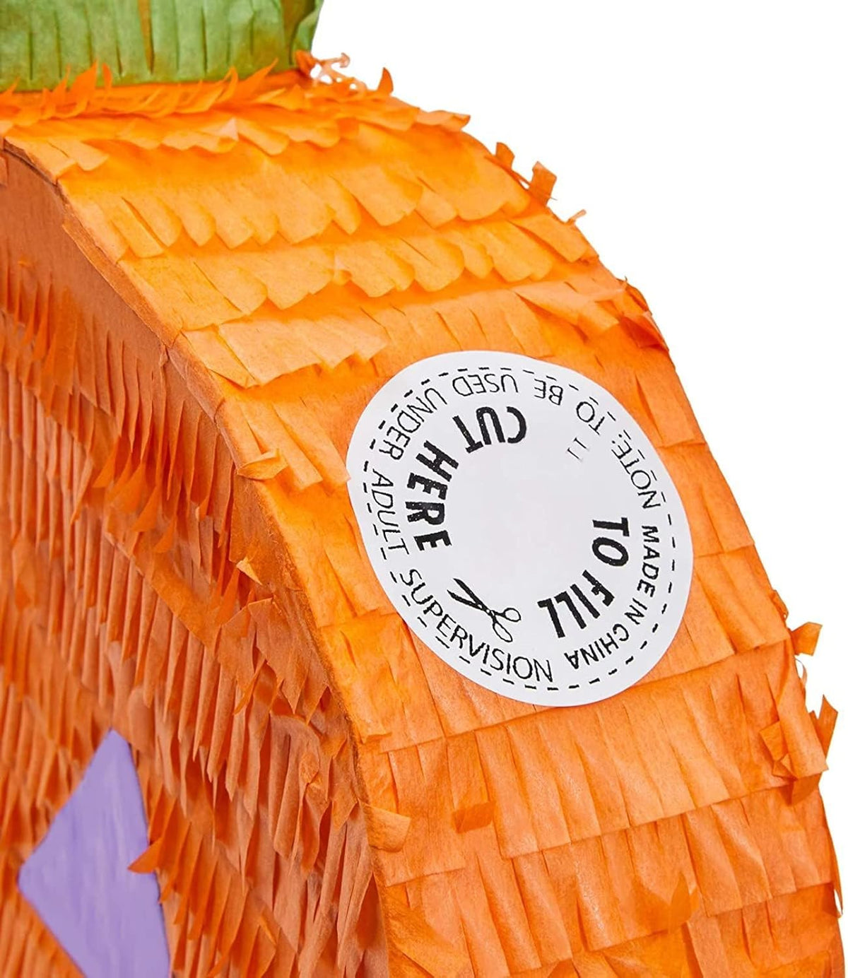 Halloween Pinata Jack-O-Lantern Pumpkin - 17 x 13 x 3 in, Orange, Corrugated Paper - 3 Pull Strings