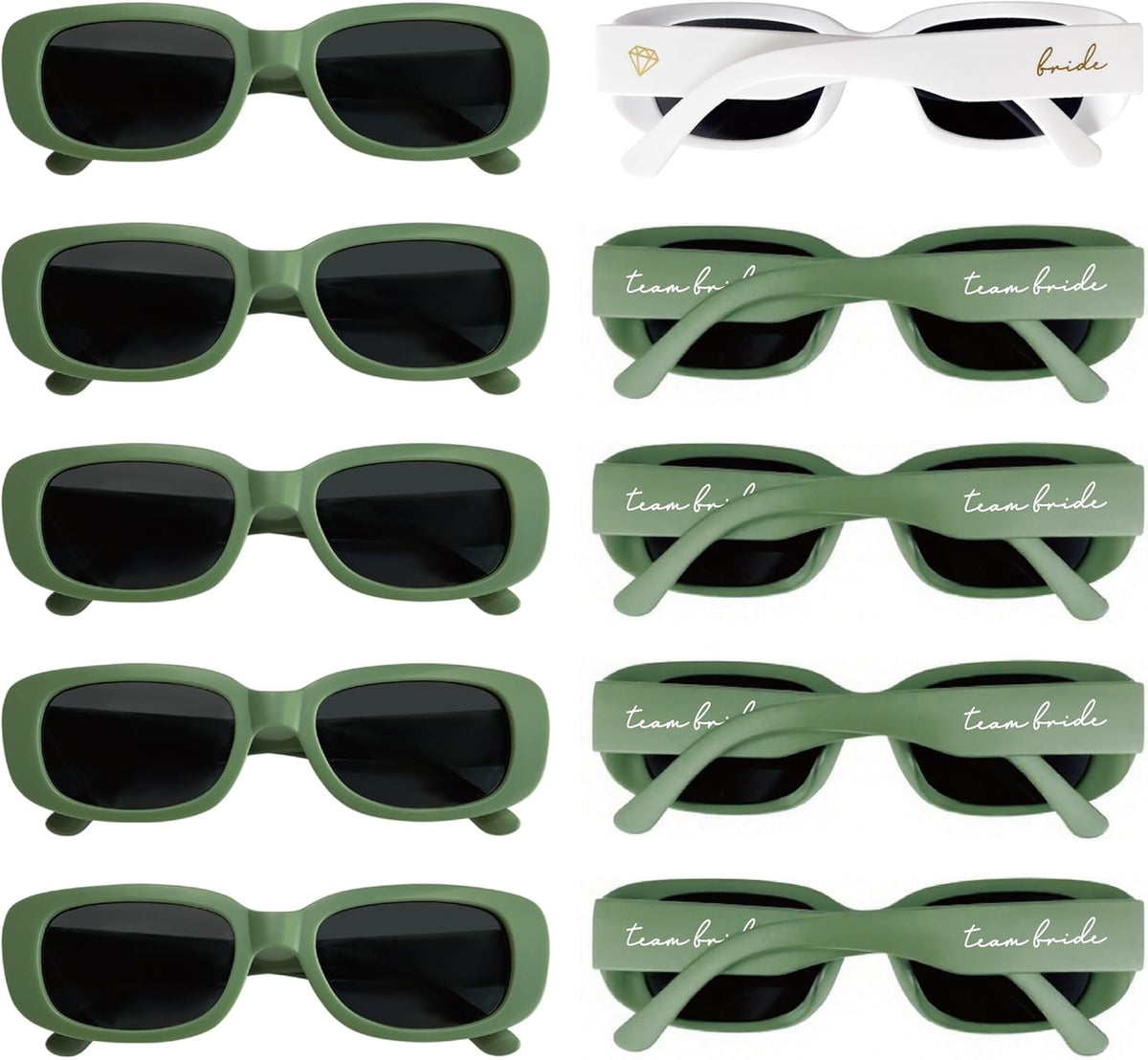 Bride Squad Bachelorette Party Favors 10 Pcs Team Bride Sunglasses Retro Rectangle Bridesmaid Gifts