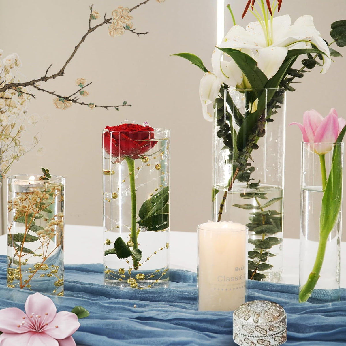 72pcs Glass Vase Cylinder Vases for Centerpieces Small Flower Glass Vases Home Decor Centerpiece