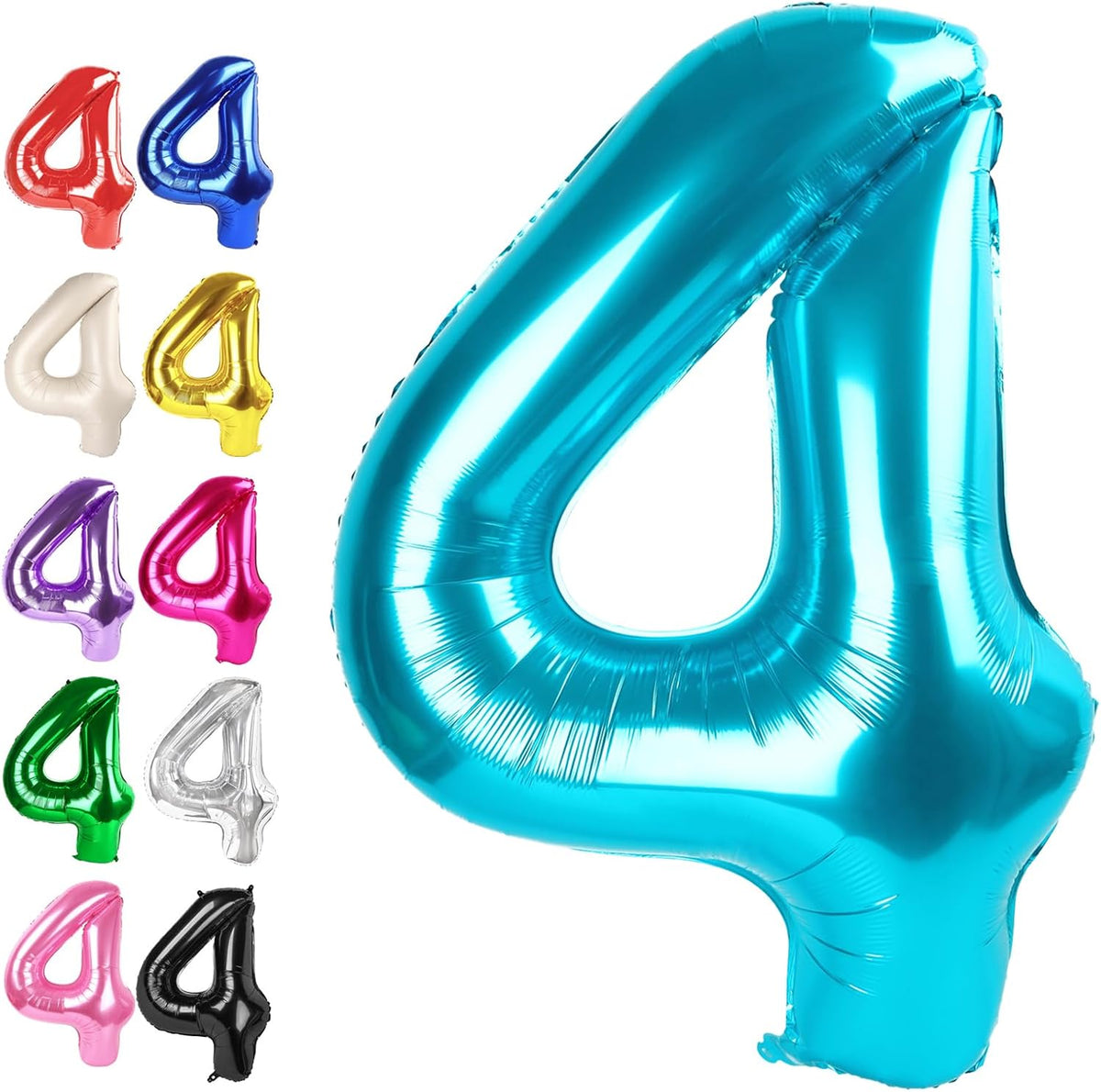 40 Inch Blue Large Number 4 Balloons, Giant Foil Number Four 14 24 34 40 44 Balloons, Blue Mylar