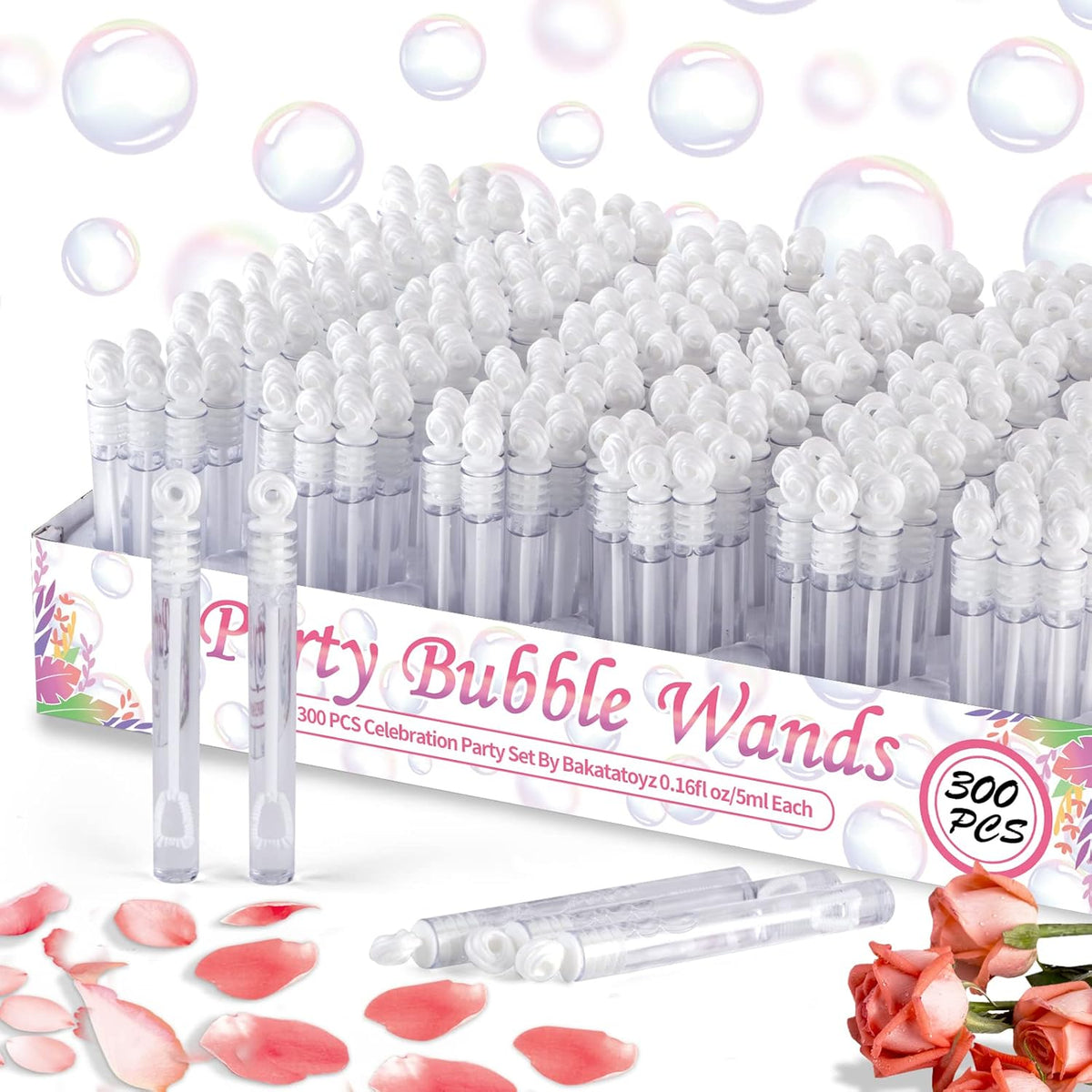 300 Pack Mini White Bubble Wand Party Favors, Perfect Bubble Stick Bulk Toy For Weddings Reception