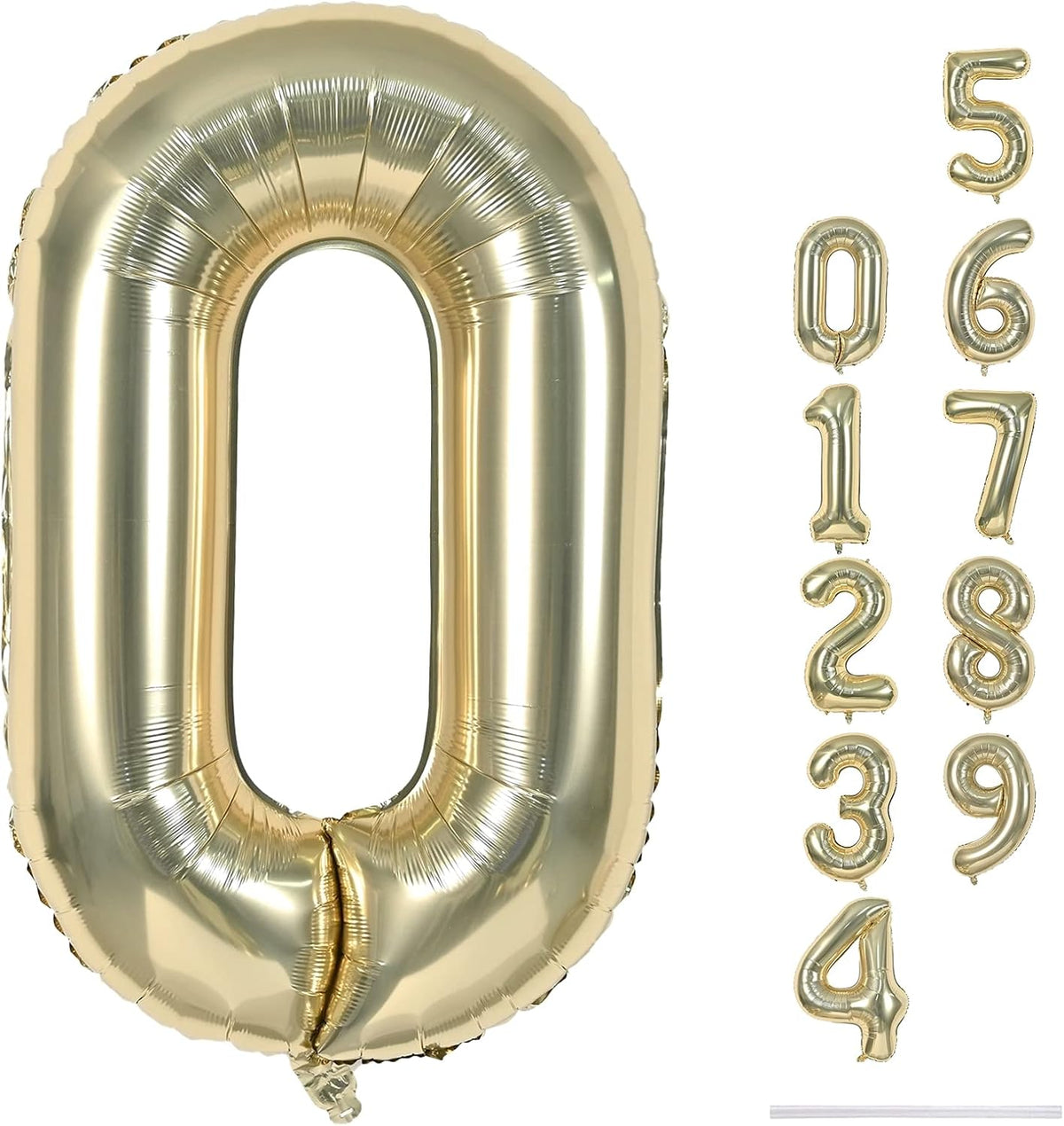 40" Balloon Number 0 Champagne Gold, Large Foil Number Balloons Set 0-9 for Girls Women, Light Gold