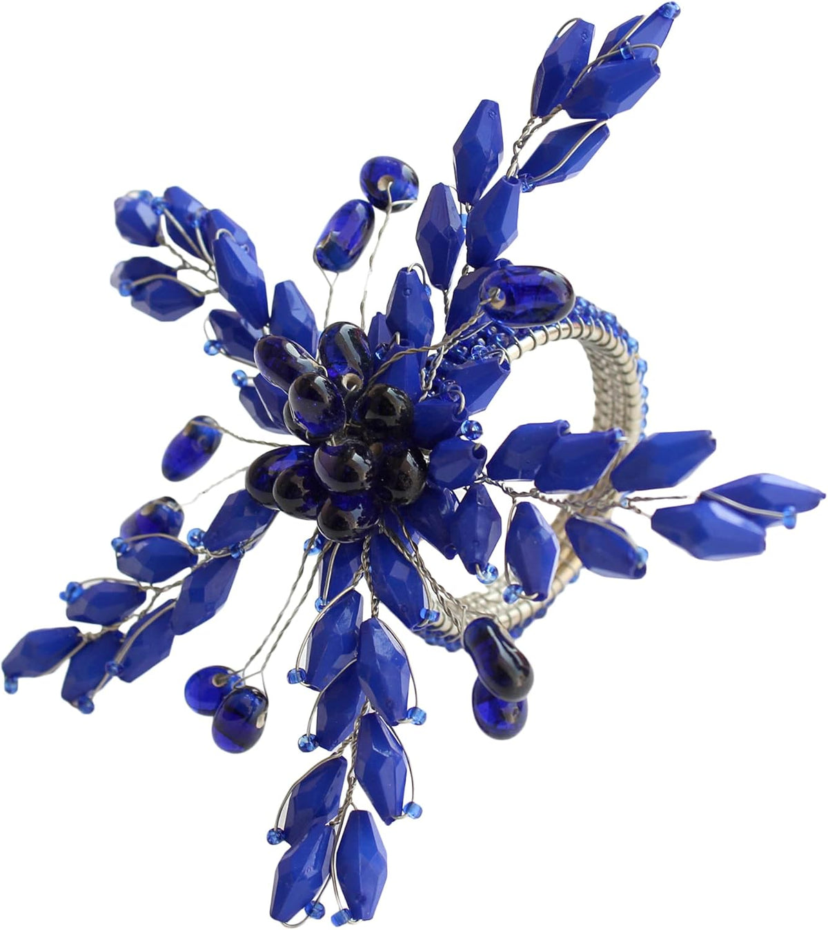Napkin Rings Set of 12 for Dining Table Decoration Parties Everyday Metal Napkin Holder Leaf Blue
