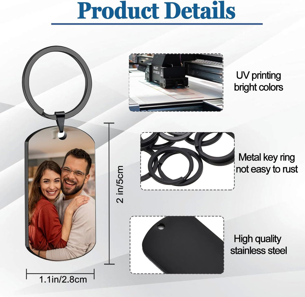 Custom Keychain with Picture, Personalized Keychain with Engraved Photo/Text, Gifts for Family and