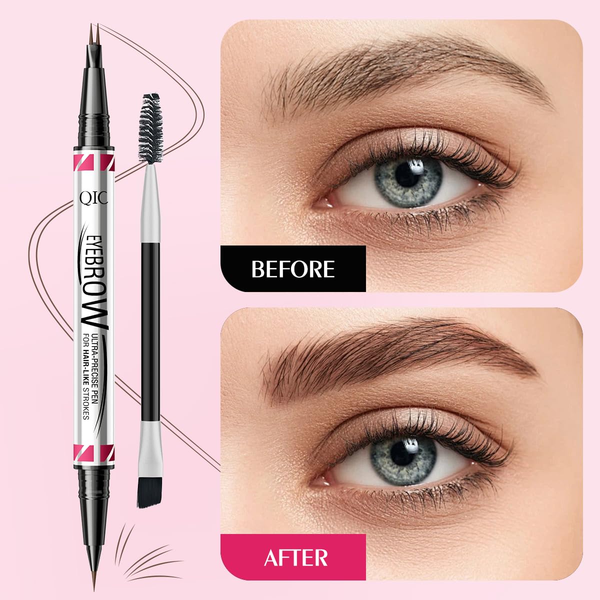 Eyebrow Pencils for Women, 2-in-1 Dual-Ended Microblading Eyebrow Pencil Waterproof with 2 Fork Tip