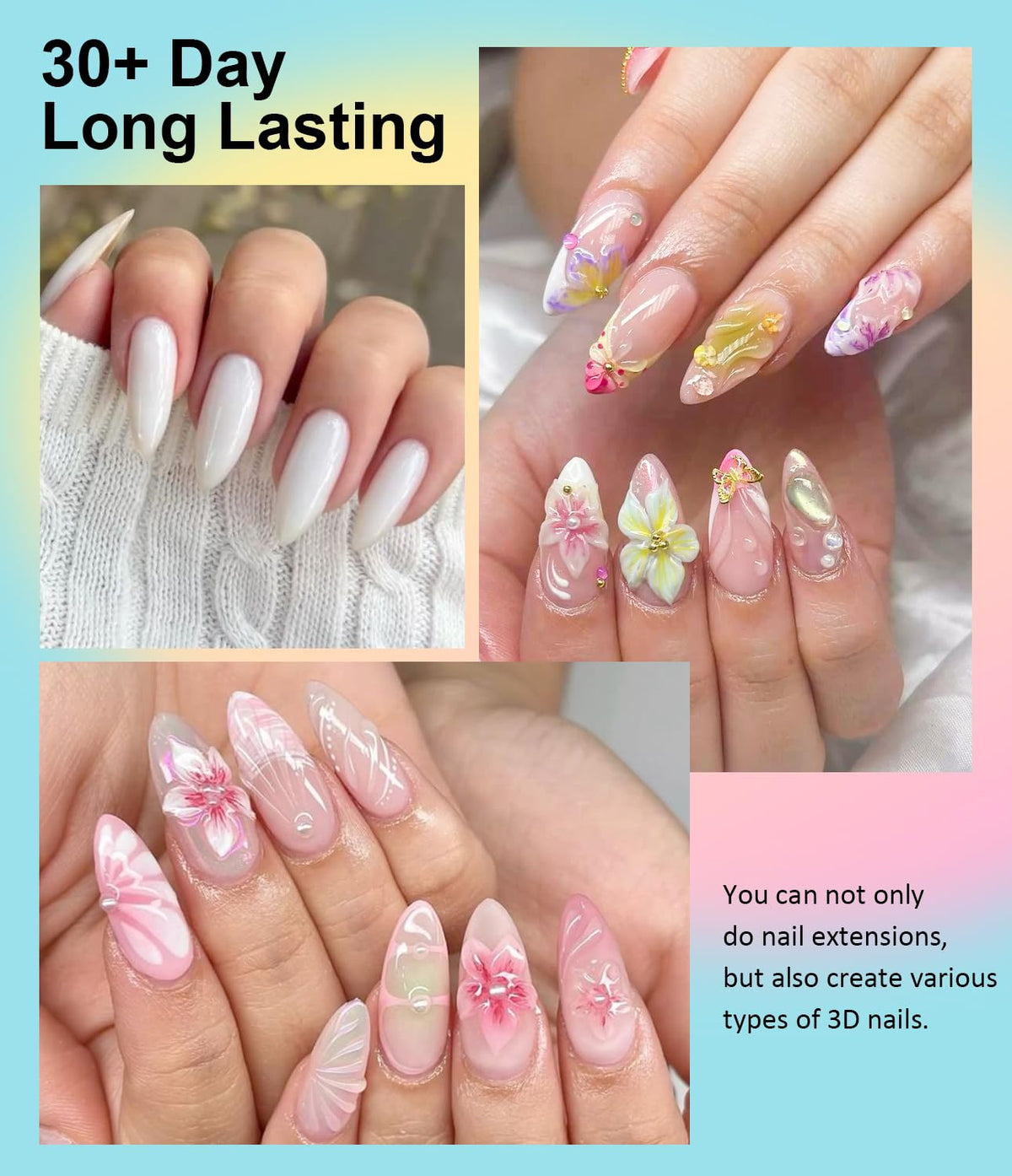 Solid Builder Gel for Nails LEDSUUEI - 100g Large Capacity White 3D Nail Gel Sculpting Non-Sticky