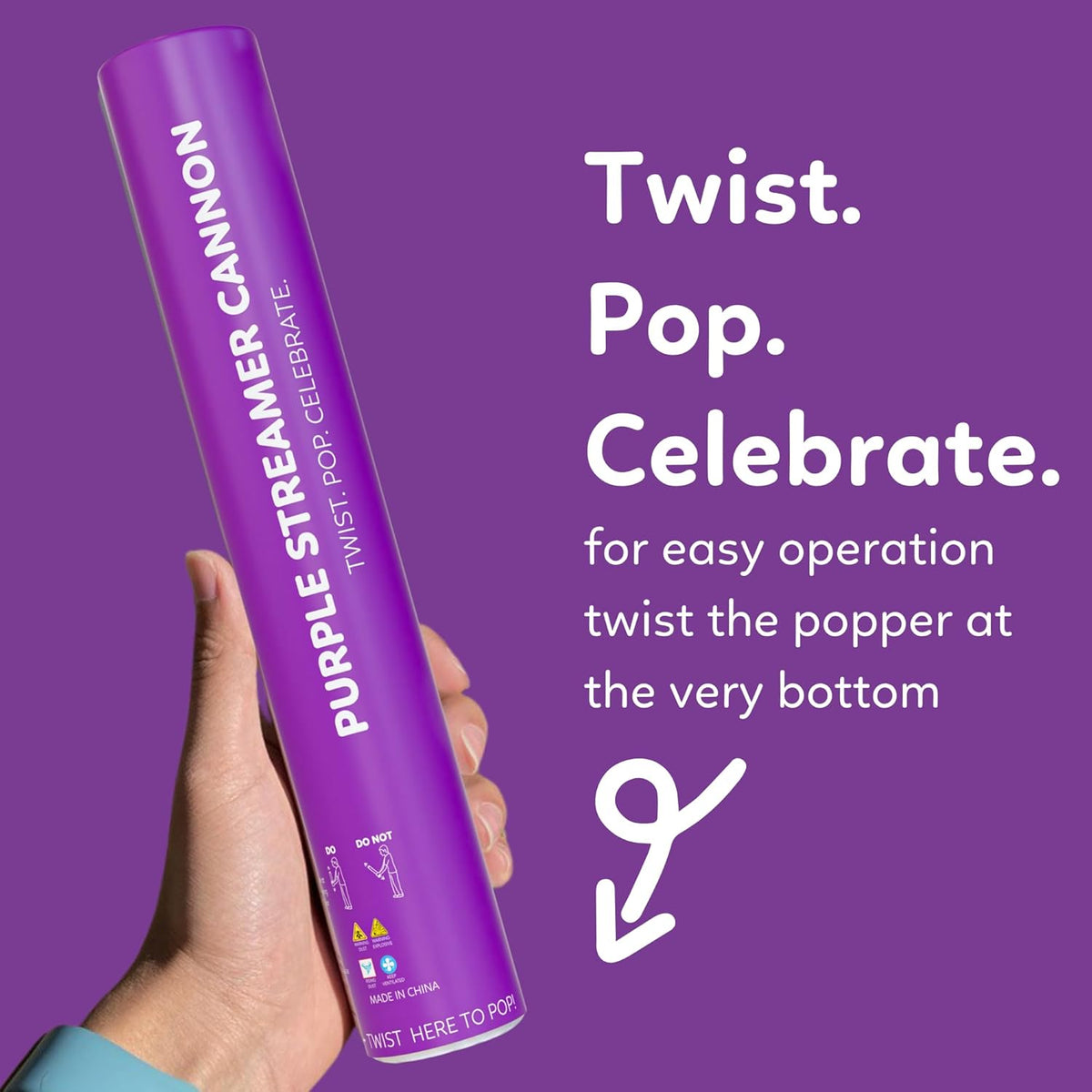 2 Pack Streamer Cannon Confetti Poppers | Biodegradable Purple Confetti | TUR Party Supplies |