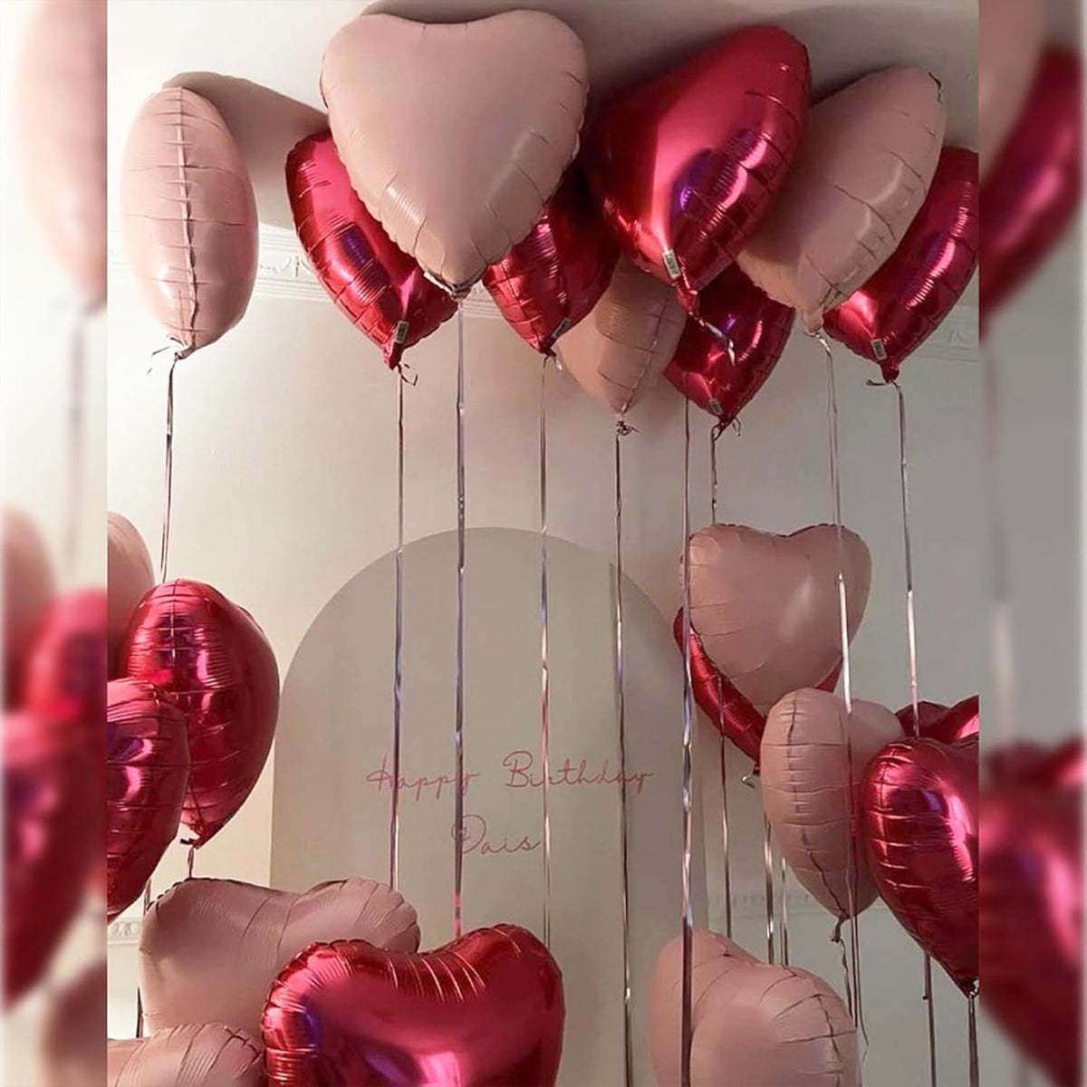 Baby Pink Heart Balloons, 18 Inch, 12Pcs Large Pearl Mylar, Pastel Helium Foil for Boho Girls Women