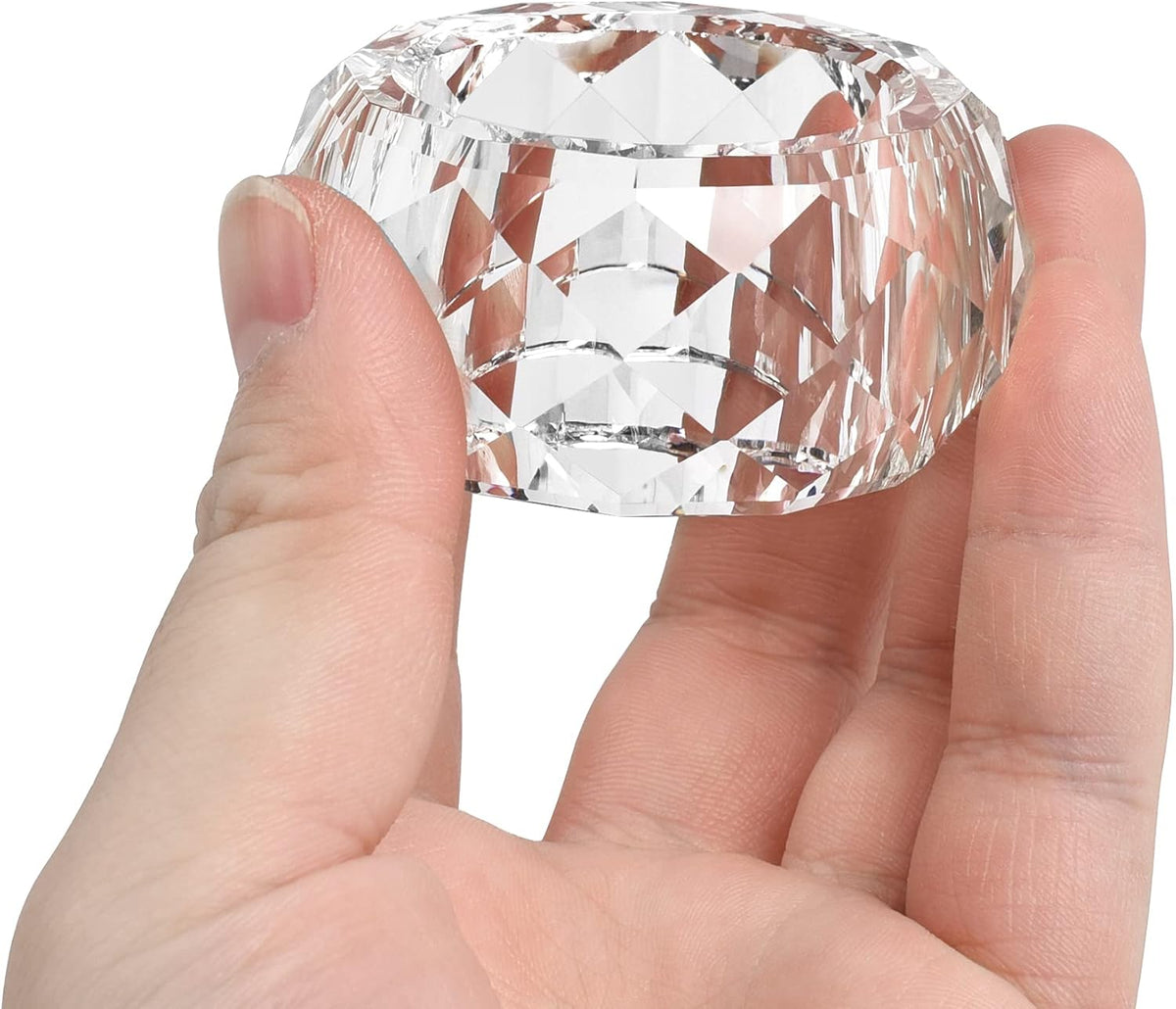 kitCom Crystal Napkin Ring Holders Set of 8, K9 Luxury Crystal Napkin Holder Rings, Diamond-Shaped