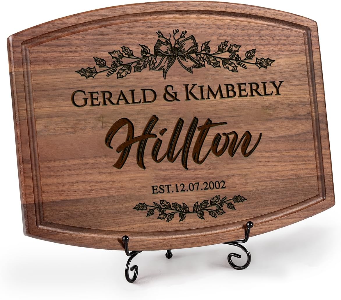 Personalized Wedding Gifts for Couples - Custom Cutting Board, Engraved Wood Charcuterie Board