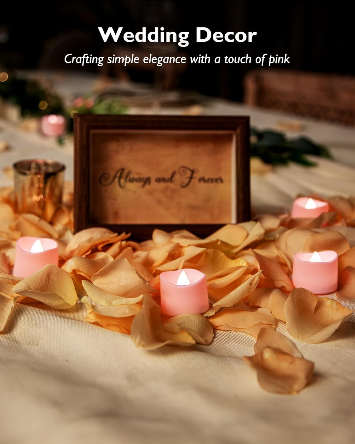 Homemory Pink Tea Lights Candles Battery Operated, 200+Hour Flameless Flickering Fake Electric LED
