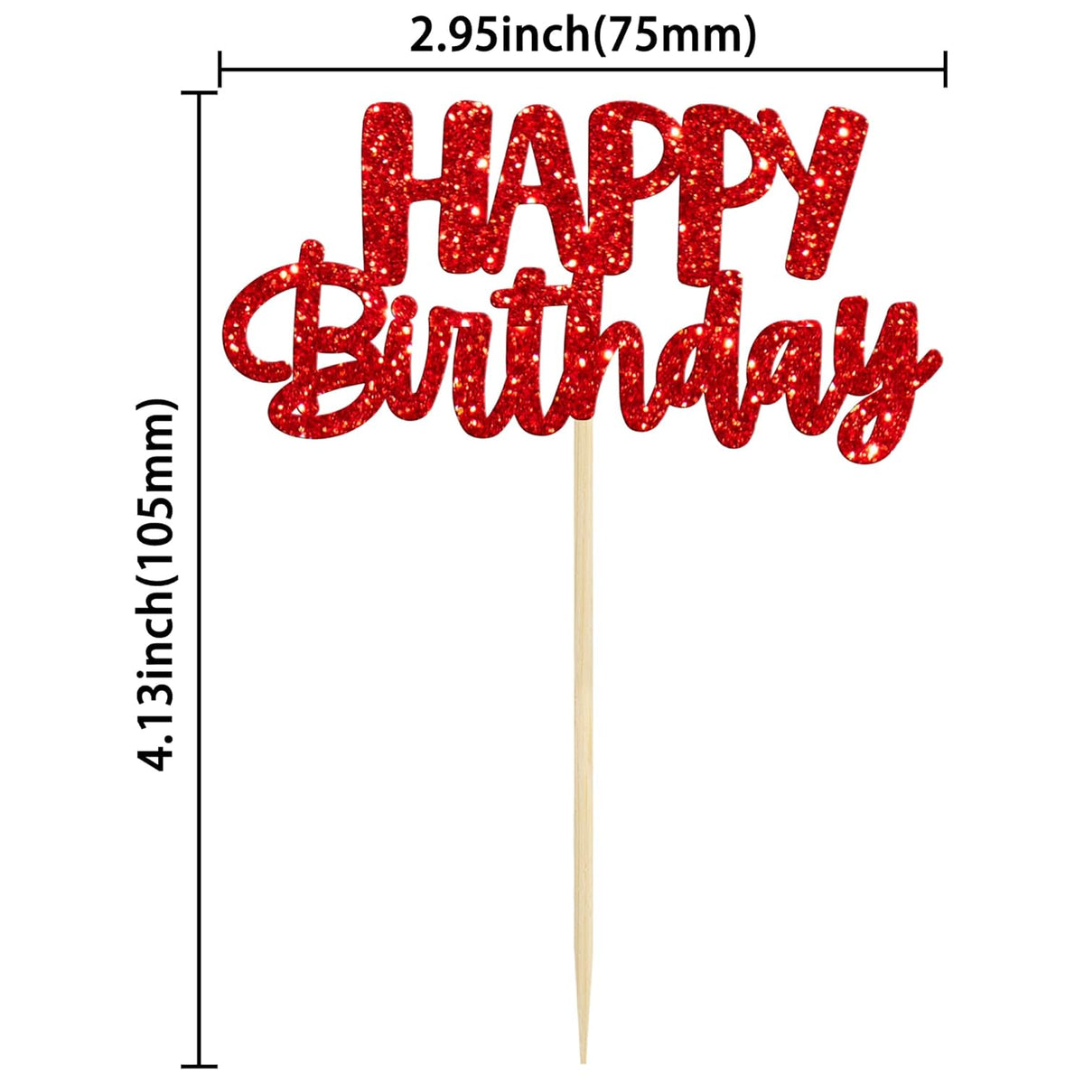 Gyufise 24Pcs Happy Birthday Cupcake Toppers Glitter Birthday Cupcake Food Picks for Celebrating