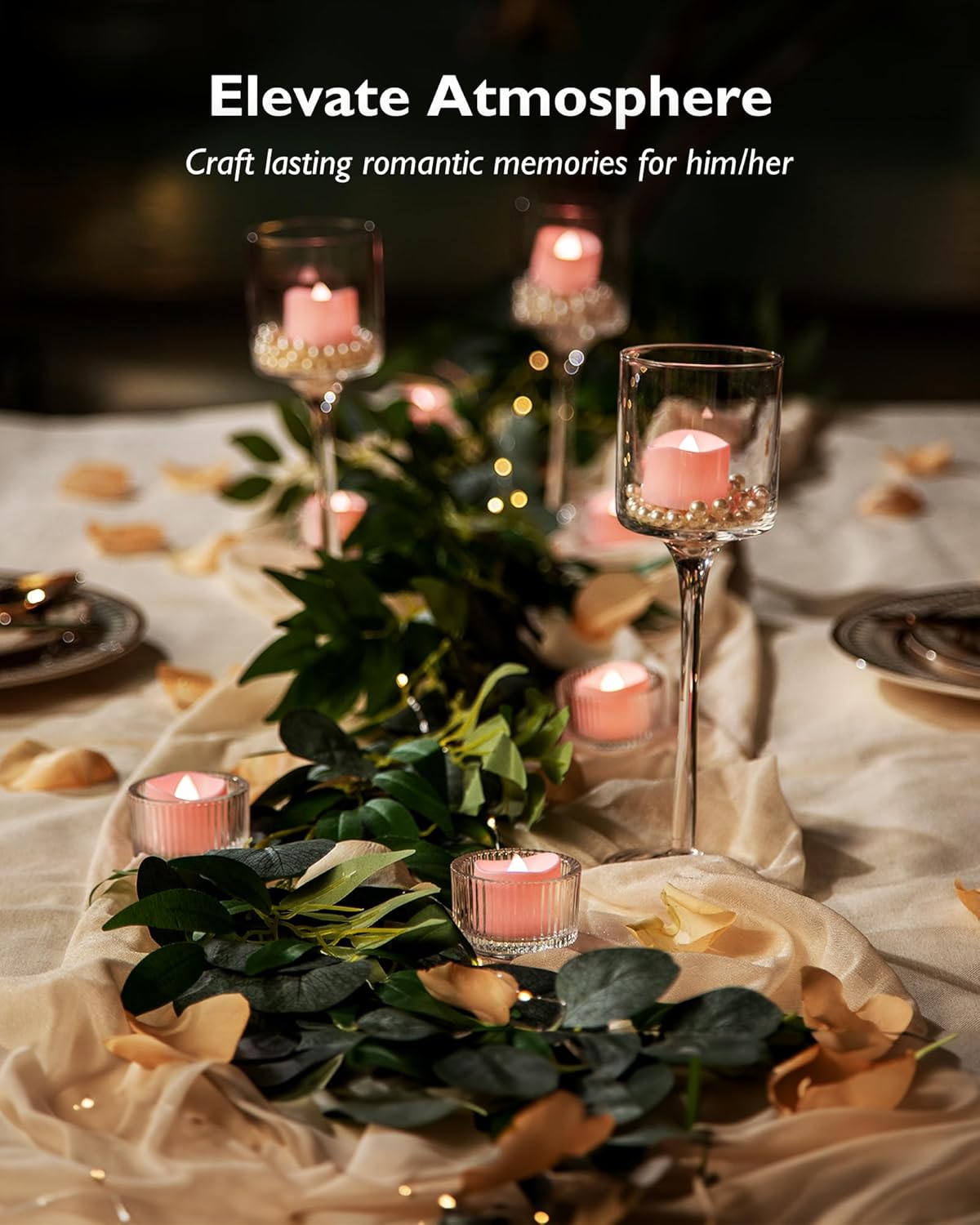 Homemory Pink Tea Lights Candles Battery Operated, 200+Hour Flameless Flickering Fake Electric LED