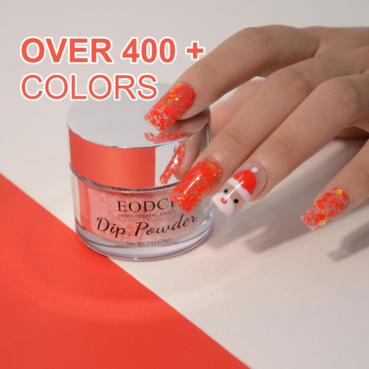 1oz Glitter Sequins Red Color Dip Powder Nails Dipping Nails Long-lasting Nails No UV Light Needed