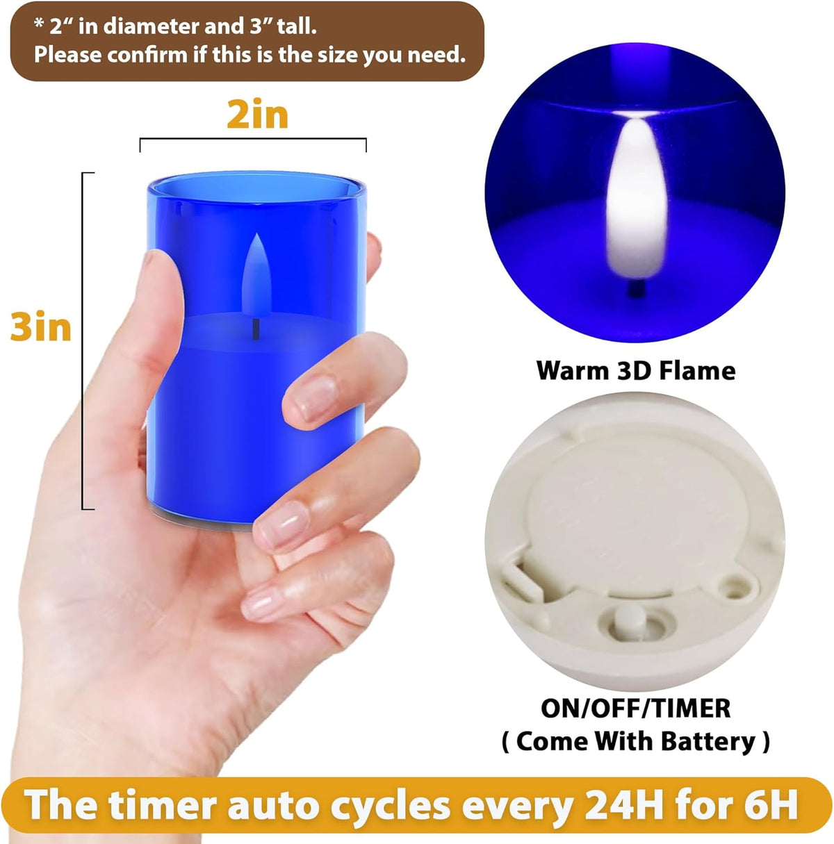 12Pack Flickering Flameless LED Candles with Timer, Battery Powered - Small Pillar & Votive