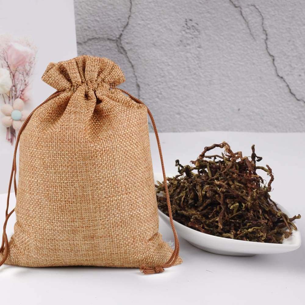 Lucky Monet 25/50/100PCS Burlap Gift Bags Wedding Hessian Jute Bags Linen Jewelry Pouches with