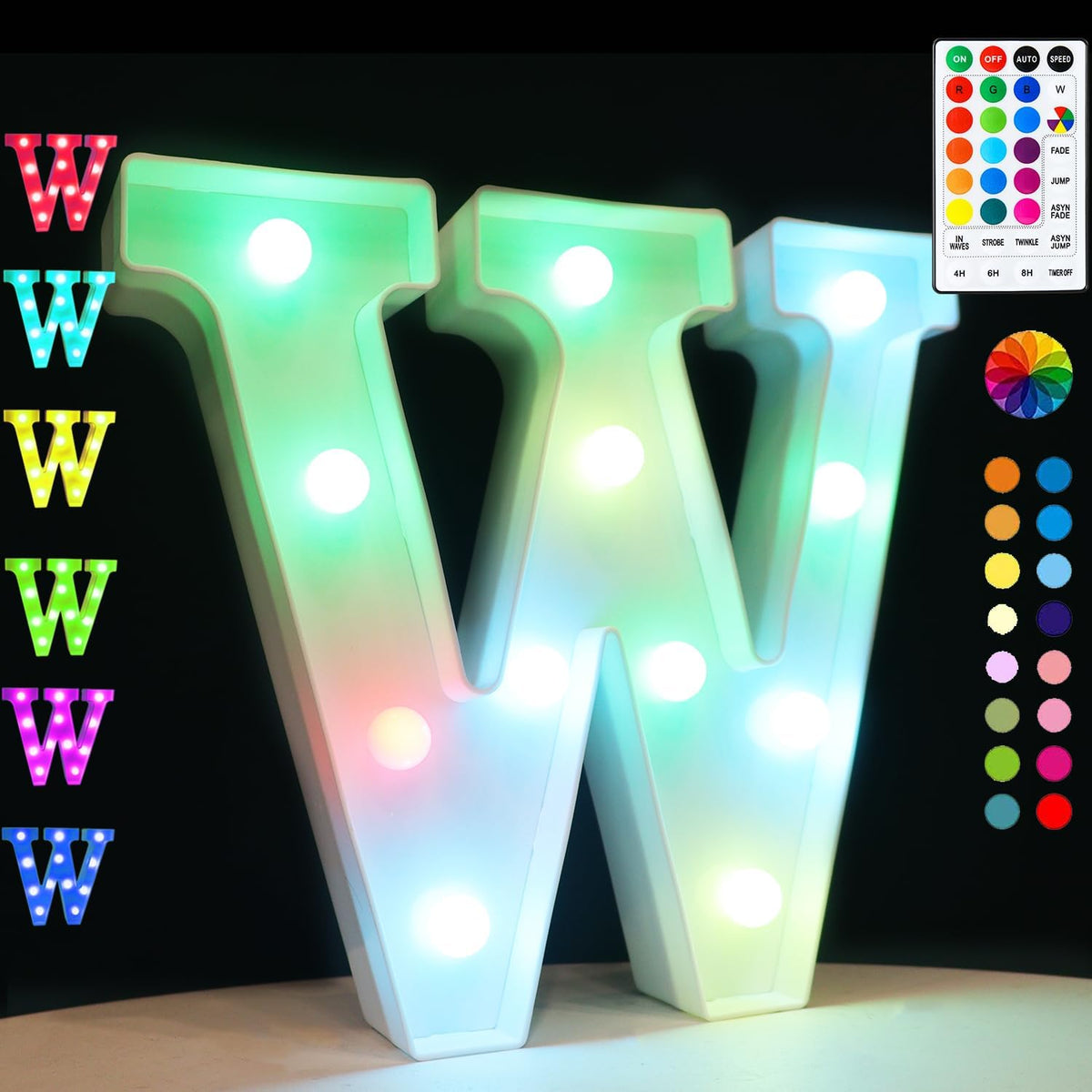 Light Up Colorful LED Marquee Letter lights, 18 Colors Changing Alphabet Letters Sign with Remote