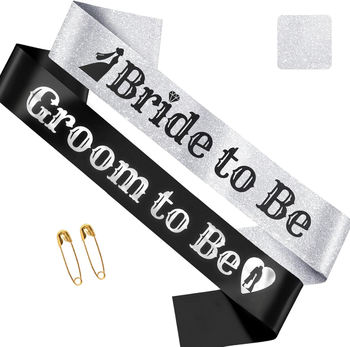 Black Groom to Be Sash Silver Foil& Silver Bride to Be with Black Foil, Funny Sashes for