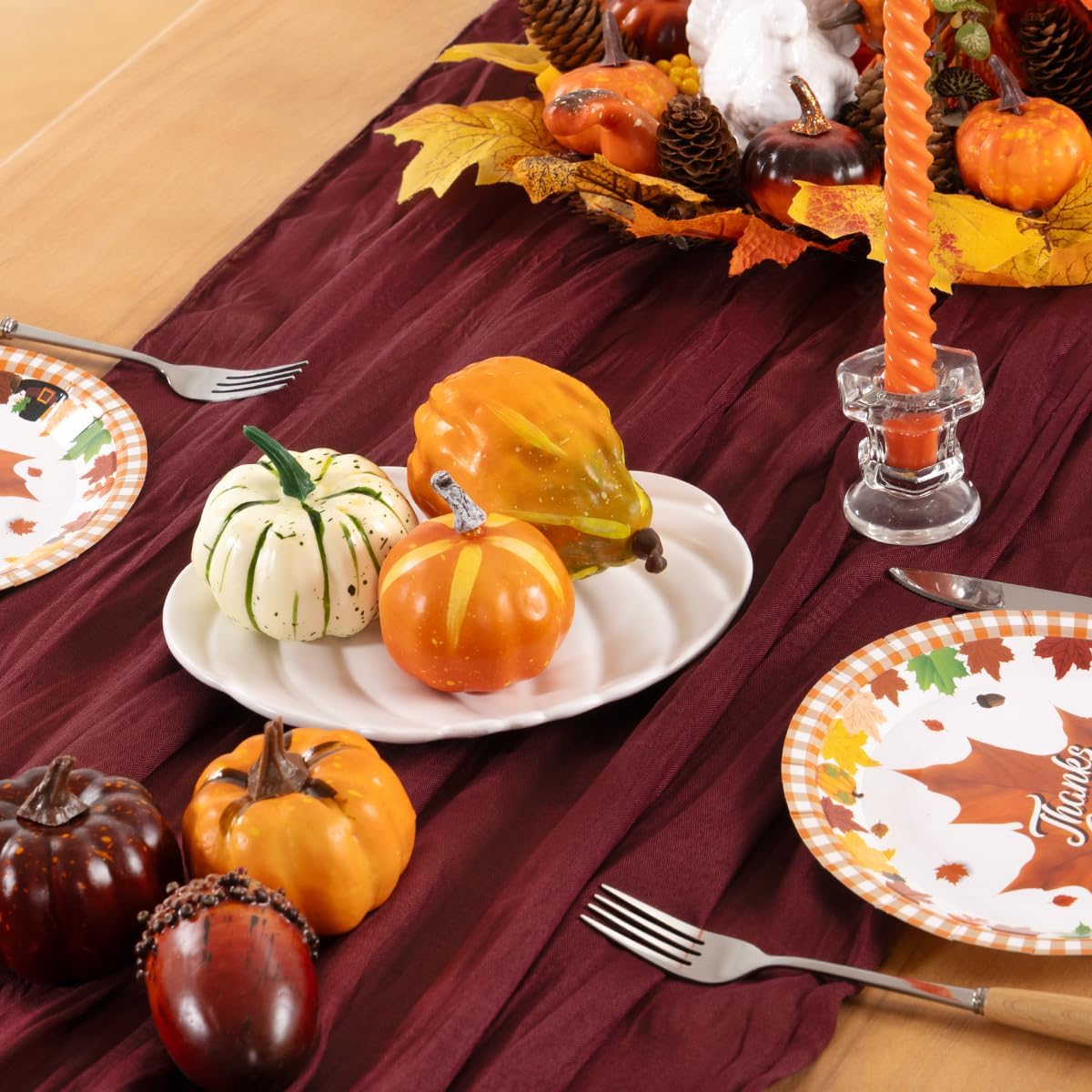 Burgundy Red Cheesecloth Table Runner 4 Pack Fall Table Runners Boho Gauze 120 Inches Red Cheese