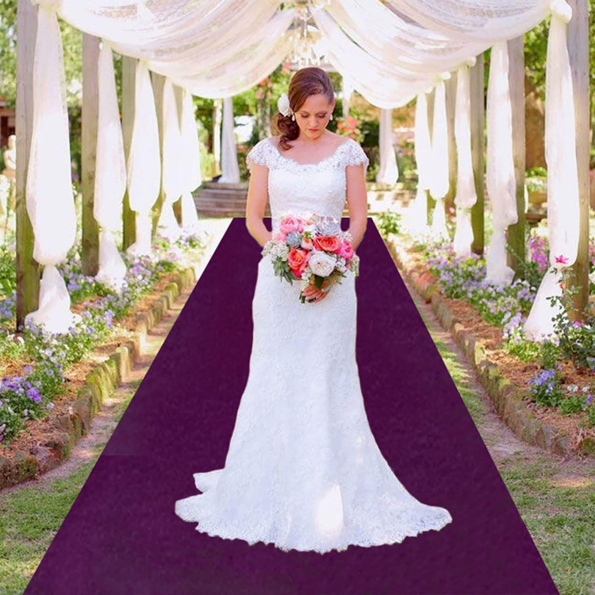 MODFUNS Wedding Aisle Runner Purple Velvet Aisle Runners 4x30ft Carpet Runner for Party Vintage