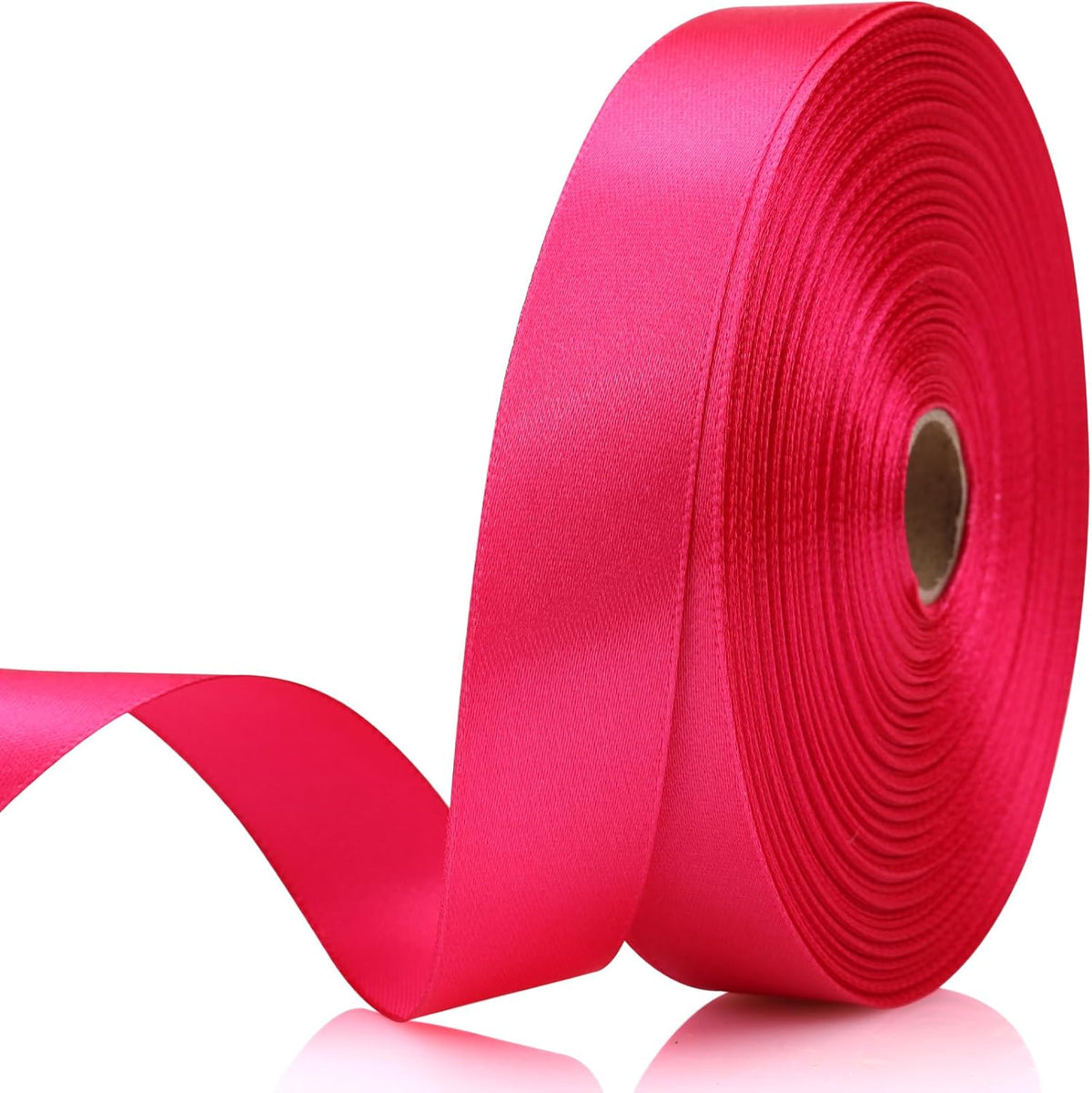 Hot Pink Satin Craft Ribbon - 7/8 Inch, 60 Yards - Single Face Polyester for Handmade Roses, Gift