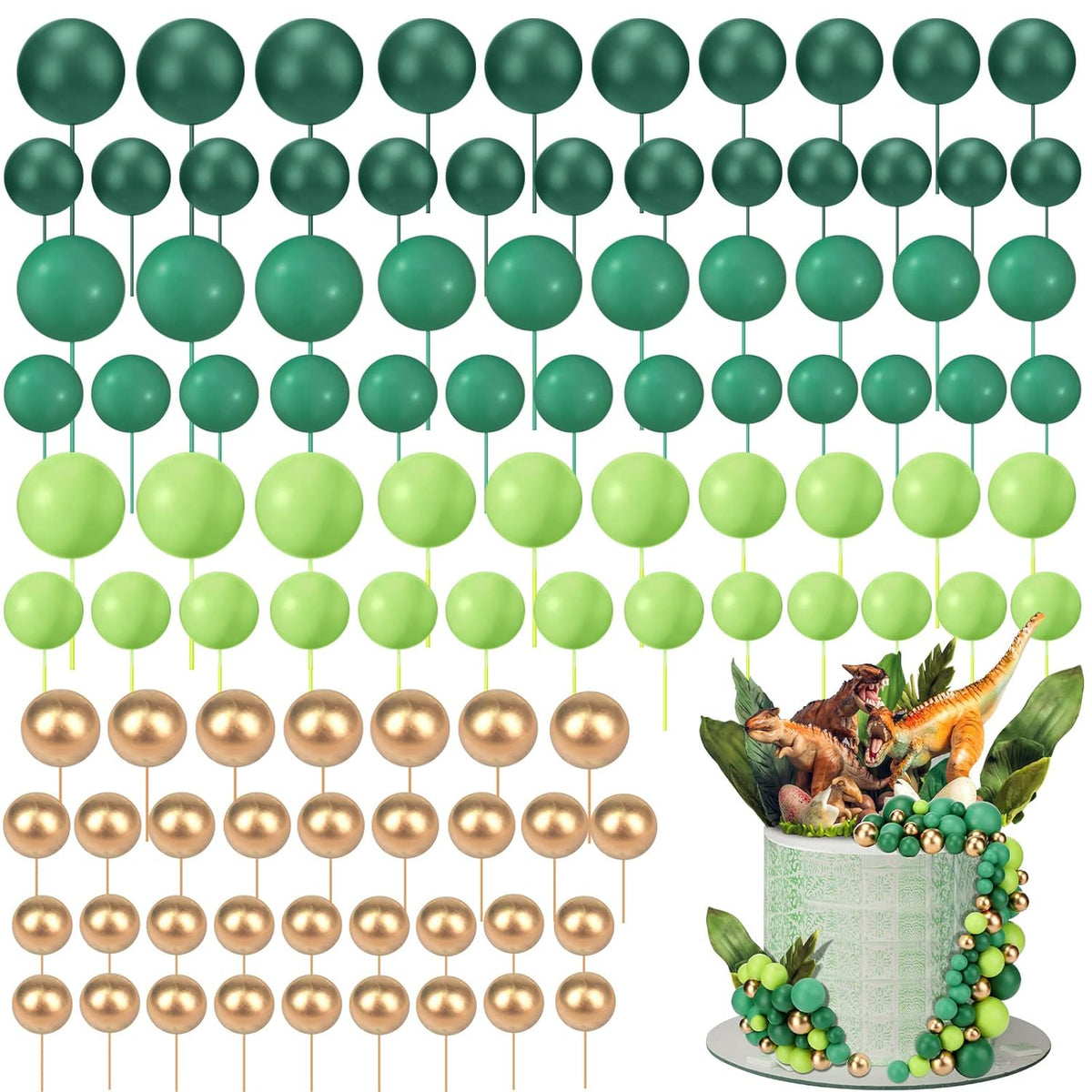 108 Pcs Balls Cake Topper DIY Cupcake Insert Foam Balloons for Cake Baking Wedding Anniversary