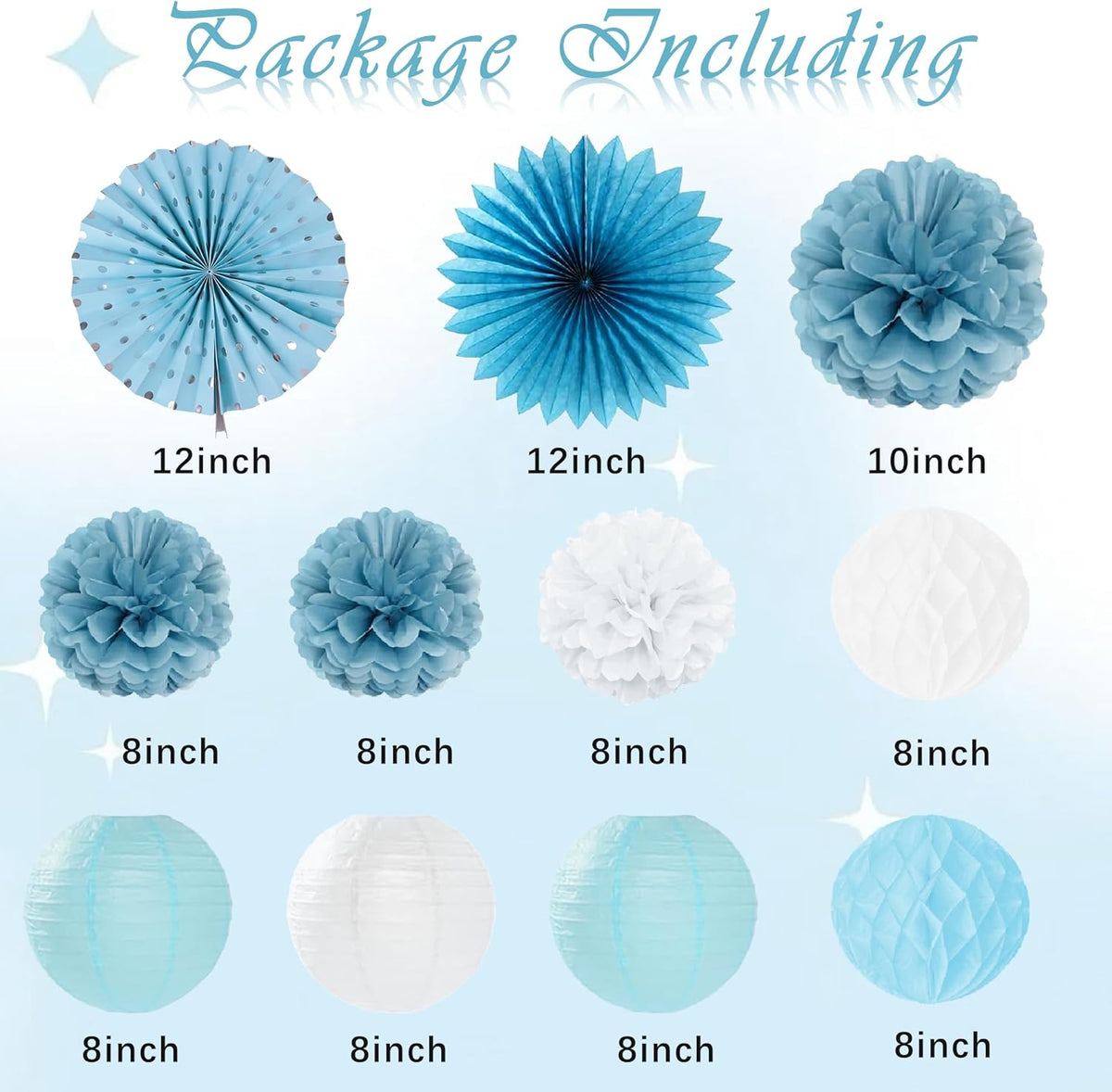 Holkcog Blue White Bachelorette Party Decorations, 21pcs Women Bridal Shower Decor Garland Paper