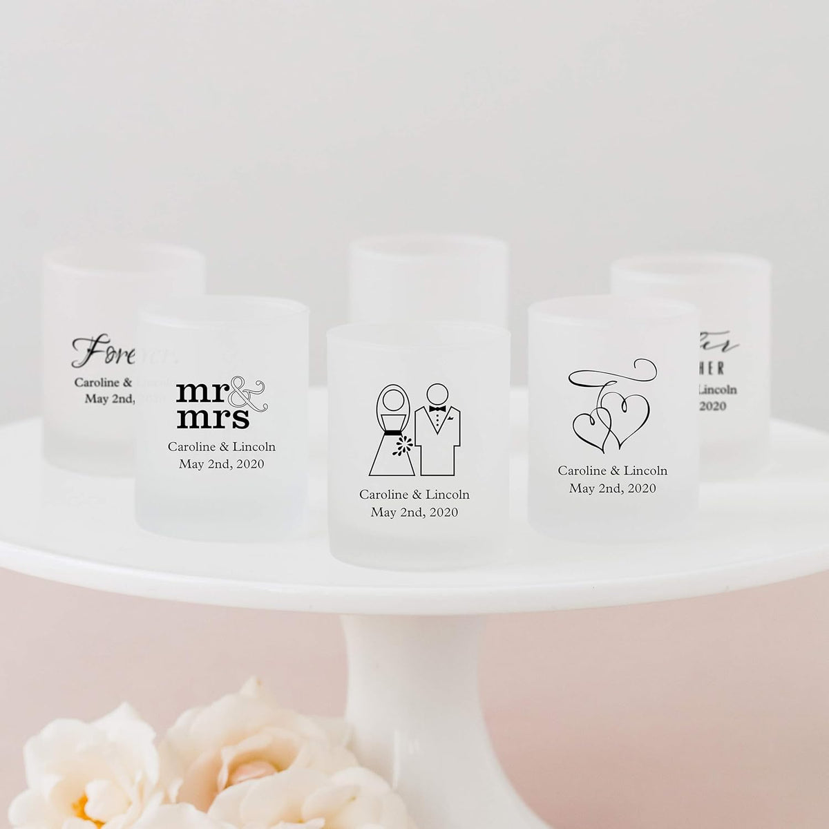 WEDDINGSTAR Personalized 3oz Frosted Shot Glass Customizable Full Color Print - 132 pack