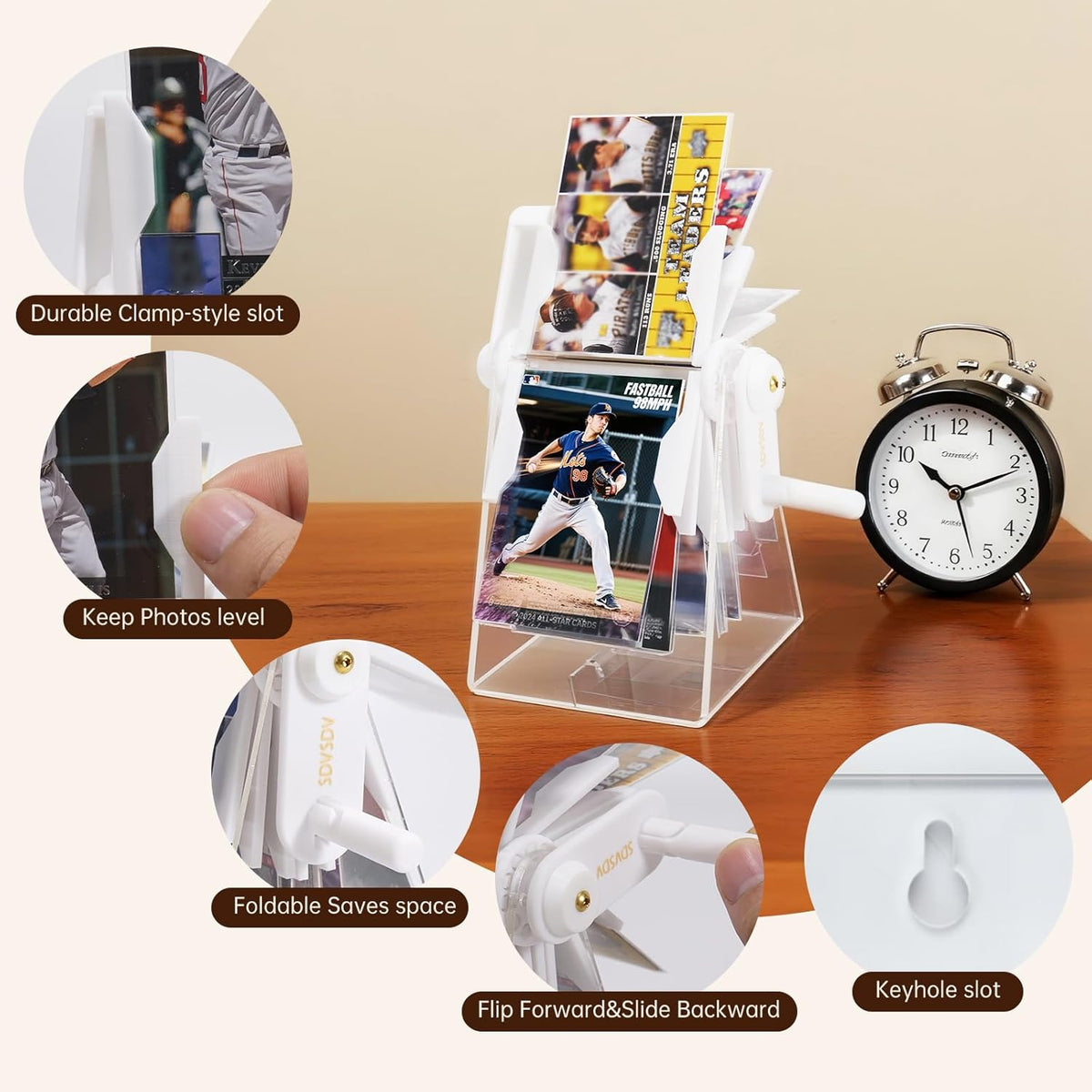 24-Slot Card Flip Book Display Stand,Trading Card Holder with Clear Protector for Gaming Cards