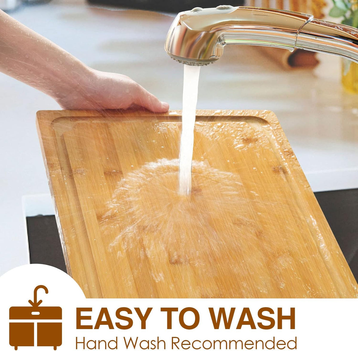 Extra Large Cutting Board, 17.6" Bamboo Cutting Boards for Kitchen with Juice Groove and Handles