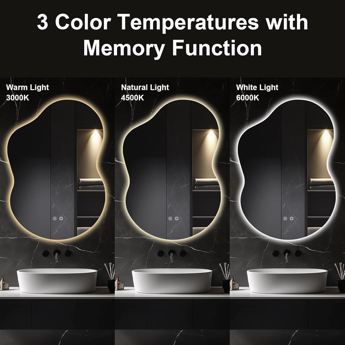 40"x30" Asymmetrical LED Bathroom Wall Mirror with Dual Lighting, Anti-Fog Pad, Dimmable Brightness