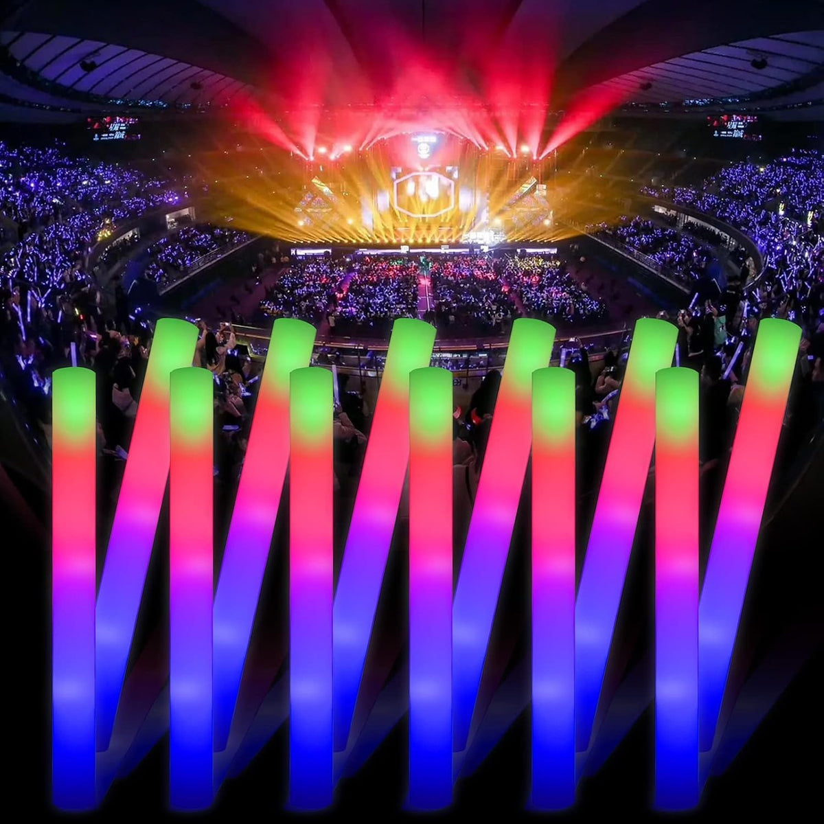 30 Pieces Led Foam Sticks - Flashing Glow Sticks Party Supplies Light Up Baton Wands for Kids