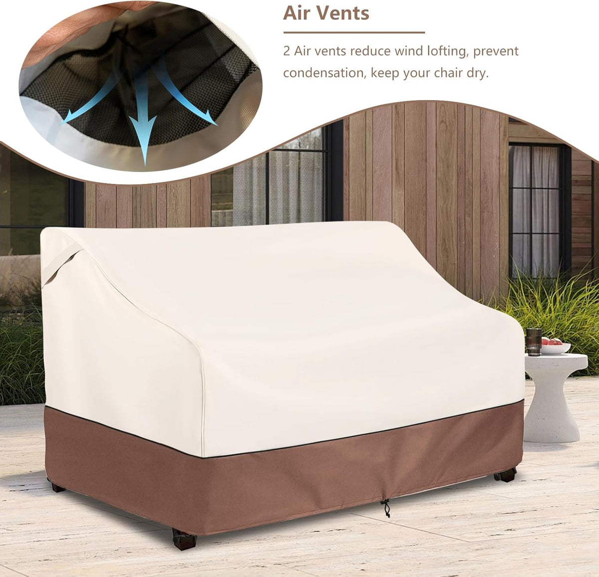 Okcool Heavy Duty Patio Sofa Cover, 100% Waterproof 3-Seater Outdoor Sofa Cover Fits up to 85W x