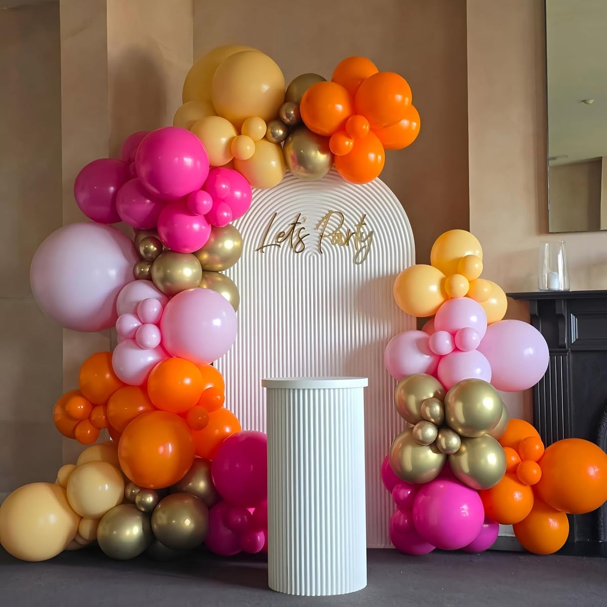 Hot Pink and Orange Gold Balloons 12inch 60pcs Light Pink Metallic Gold Helium Latex Balloon for