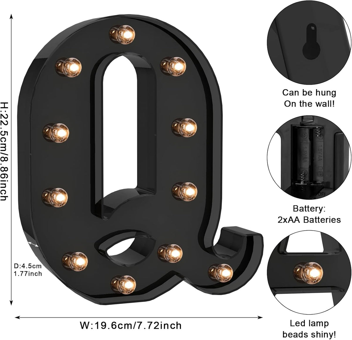 Foaky Black LED Letter Lights for Room Decor - Bedroom Wall Decor, Alphabet Lights for Home